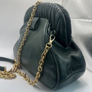 Miu Miu Black Leather Bag with Gold Chain